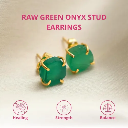 Vista 20 de Gempires Natural Raw Prong Setting Stud Earrings, 8-10 mm Crystals Earring, Handmade Jewelry, Gift for Her
