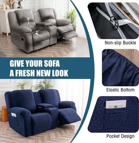 Vista 215 de Gennia Funda Impermeable para Silla Reclinable, Fundas Elásticas para Sofá Reclinable con Bolsillos, Fundas Lavables para Silla Reclinable Lazy Boy