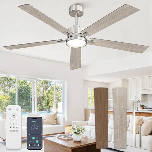 Vista 12 de 52 Inch Ceiling Fan with Lights,APP&Remote Control,DC Motor Black