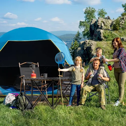 Vista 7 de LOYEAHCAMP Tienda de Campaña Blackout para 4 Personas, Montaje Fácil Tienda Domo Familiar Impermeable para Acampar con Sobretecho, Tienda Familiar