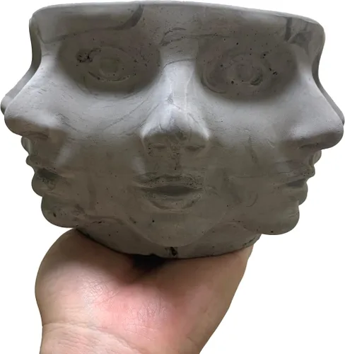 Vista 7 de Molde de silicona para plantador de cara de cabeza, multicara, molde de maceta de 8 pulgadas Interior/exterior, con forma de múltiples caras