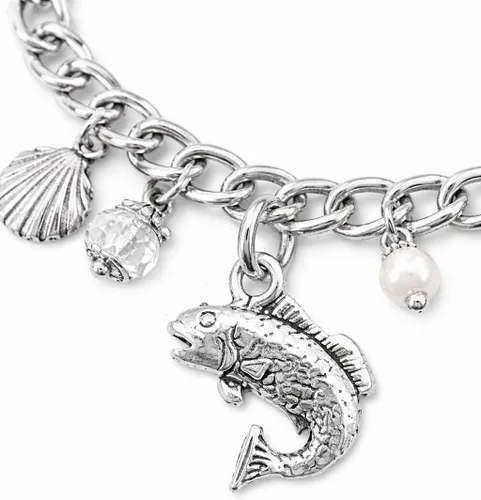 Vista 2 de Charm de plata esterlina 3D Small Bass Fish Item #307, Plata esterlina