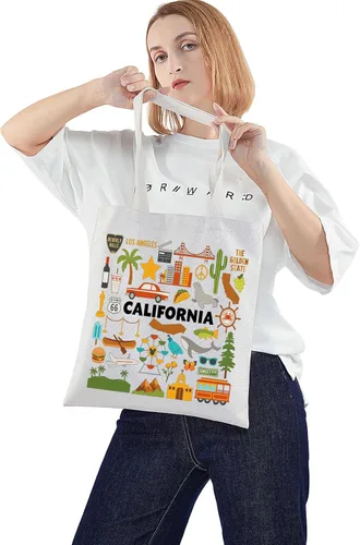Vista 2 de WZMPA Bolsa de viaje California – Regalo de vacaciones y bolsa de compras – Regalo de recuerdo Calif 2