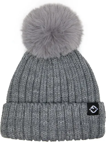 Vista 6 de Funky Junque Gorro de invierno para niños pequeños, gorro con pompón para niña, gorro de bebé desmontables, gorro de calavera cálido de punto a