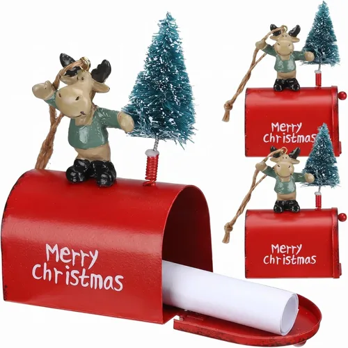 Vista 10 de Soaoo 3 piezas de mini buzón de correo adornos para árbol de Navidad, divertidos soportes para dinero, adornos de letras a Santa buzón de Navidad