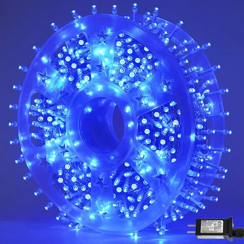 Vista 35 de QITONG Tira de luces rojas y verdes para exteriores, 165 pies, 500 luces LED de alambre transparente de Navidad para interiores, 8 modos de luz