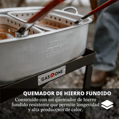 Vista 5 de Gas One Freidora Doble con 2 Canastas Quemadores de Propano para Cocinar al Aire Libre – Olla de Aluminio Resistente de 18Qt Freidora Profunda
