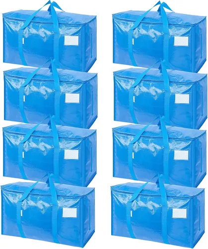 Vista 50 de TICONN Paquete de 2 bolsas de mudanza extra grandes resistentes con cremalleras y asas de transporte, bolsas de almacenamiento duraderas