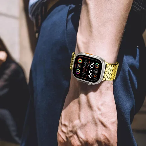 Vista 5 de Correas compatibles con Apple Watch Band de 1.654 pulgadas (Serie 10) 1.614 pulgadas, 1.575 pulgadas, 1.496 pulgadas, malla milanesa de acero