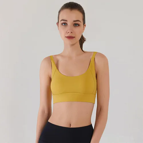 Vista 3 de Sujetador deportivo para correr, sin costuras, acolchado, con tirantes, para mujer, brasier de yoga, entrenamiento, copas extraíbles