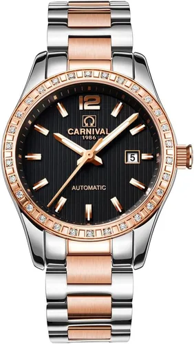 Vista 10 de TEINTOP Carnival Reloj mecánico automático para mujer con correa de acero inoxidable