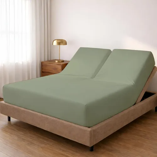 Vista 11 de Sábana bajera ajustable con parte superior dividida para camas ajustables, 100% algodón Giza, cabeza flexible de 34 pulgadas, tamaño King, 1 pieza