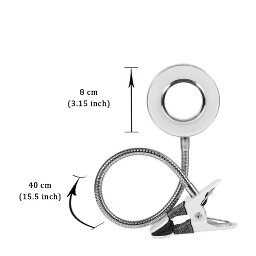 Vista 3 de Pinkiou Lámpara de escritorio con clip con abrazadera para lectura nocturna, arte de uñas, salón de maquillaje, LED, USB, lámpara de abrazadera