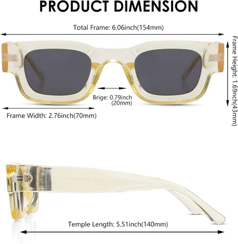 Vista 4 de NULOOQ Aesthetic Thick Frame Rectangle Polarized Sunglasses for Women Men Trendy Chunky Small Square Sunglasses