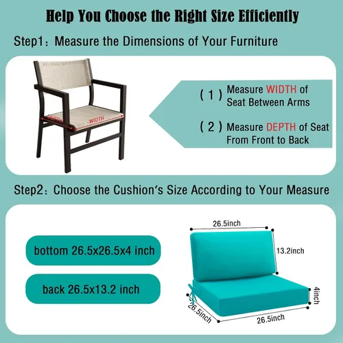 Vista 4 de idee-home Cojines impermeables para asiento de exteriores, cojines de repuesto para sofá y sillas de asiento profundo Hampton Bay, para césped