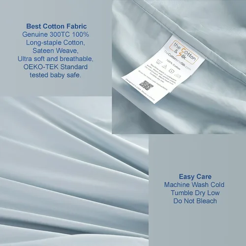 Vista 3 de THE COTTON & SILK® Sábana bajera ajustable 100% de algodón de fibra larga de lujo, calidad de hotel de 5 estrellas, suave, transpirable y duradera