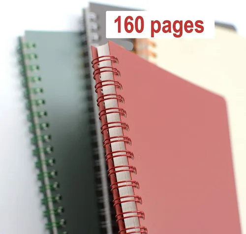 Vista 6 de Yansanido Cuaderno de espiral, 4 unidades de papel cuadriculado de plástico grueso A5, 4 colores, 80 hojas, 160 páginas para estudio y notas