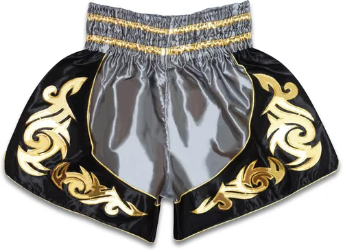 Vista 5 de Pantalones cortos de Muay Thai para niños (4 años a 10 años) para boxeo, kickboxing, artes marciales mixtas, entrenamiento para niños y niñas
