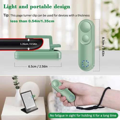 Vista 7 de Girador de páginas con control remoto RF para Kindle Paperwhite Oasis Kobo, clicker Page Turner Kindle Accesorios para iPhone, iPad, tabletas