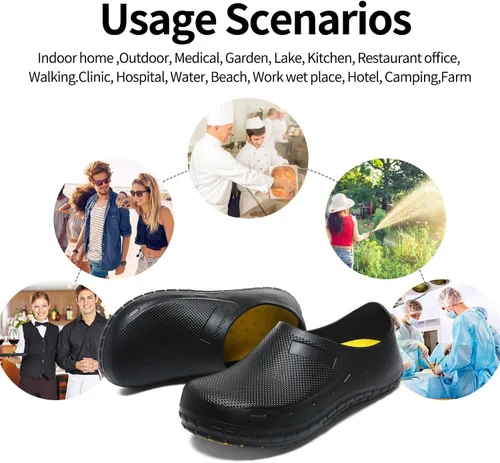 Vista 6 de JSWEI Zapatos de chef para hombre Profesional resistente al aceite al agua Zapatos de chef de enfermería antideslizantes, zapatos de trabajo
