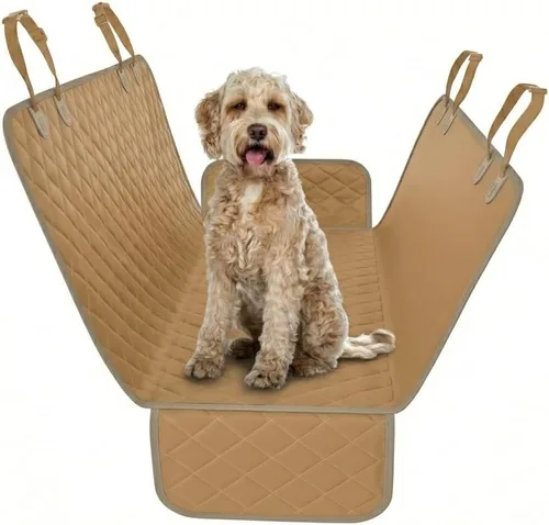 Vista 10 de Active Pets Funda de Asiento Trasero Beige XL para Perros, Hamaca para Coche, Protector Impermeable para Asiento Trasero de Camiones, Banco Trasero