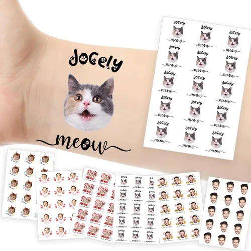 Vista 26 de Tatuajes temporales personalizados con foto y nombre, logotipo personalizado para adultos, niños, mujeres, hombres, regalo de boda, cumpleaños