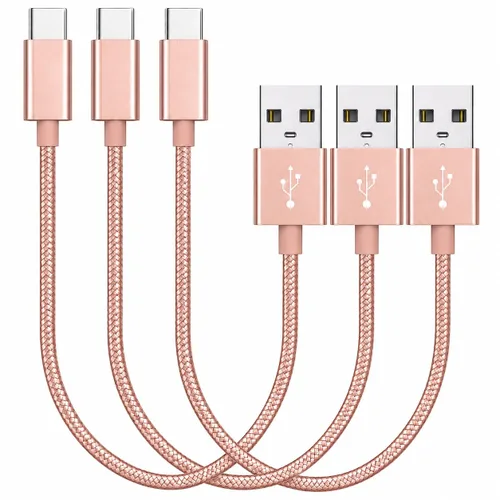 Vista 4 de Paquete de 3 cables USB C, cable de carga rápida USB A a USB C de 10 pulgadas, cable de carga USB tipo C trenzado para iPhone 16 15, Samsung Galaxy