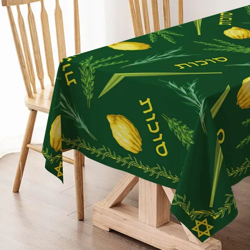 Vista 3 de Hafangry Mantel de Sukkot de Sukkot, decoración de fiesta judía, Etrog Lulav Hadass Aravah, suministros de decoración rectangular para cocina