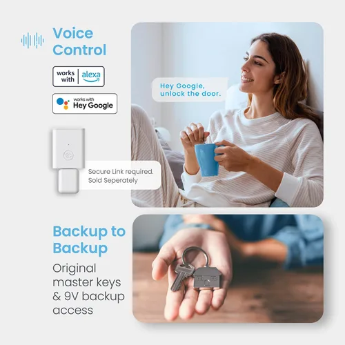 Vista 8 de Lockly Secure Plus - Cerradura inteligente Bluetooth para puerta, entrada sin llave con teclado digital PIN Genie®, cerradura de puerta delantera