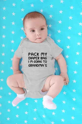 Vista 4 de CBTwear Pack My Diaper Bag, I'm Going To Grandma's House Baby Bodysuit - Linda ropa unisex para recién nacido