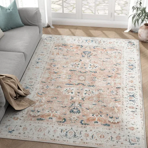 Vista 31 de jinchan Alfombra de entrada de 2 x 3 pulgadas, lavable, diseño floral vintage, tapete pequeño para interiores, bohemio, ligero, delgado