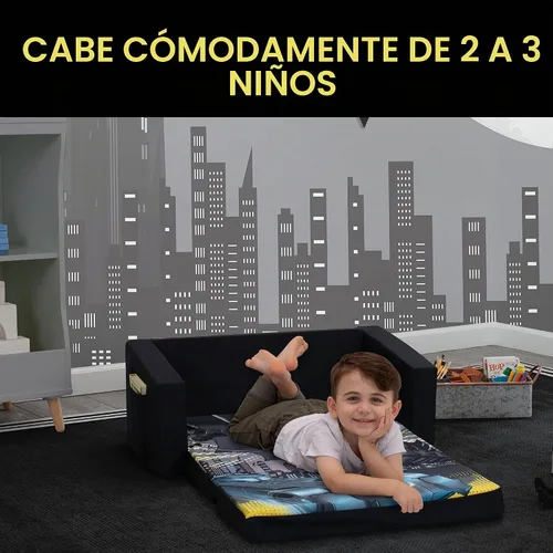 Vista 6 de Delta Children Cozee - Sofá abatible 2 en 1, sofá convertible a tumbona para niños, Batman