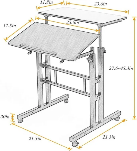 Vista 3 de soges Escritorio ajustable para computadora de pie, estación de trabajo, escritorio de pie, color negro 101-BK