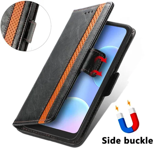 Vista 4 de Funda compatible con Nothing Phone 1, compatible con Nothing Phone One (A063), ranura para tarjetas de piel sintética, cierre magnético, soporte