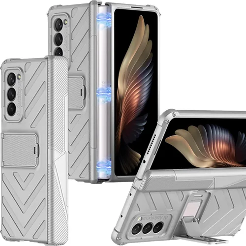 Vista 8 de Miimall Funda compatible con Z Fold 2, Galaxy Z Fold 2, protección magnética de bisagra, soporte ajustable, policarbonato duro, todo incluido, funda