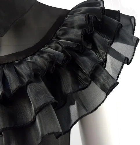 Vista 5 de Masfrida Wednesday Addams - Vestido de baile escolar para niños, falda negra, disfraz para niñas, disfraz de Rave N para Halloween, cosplay