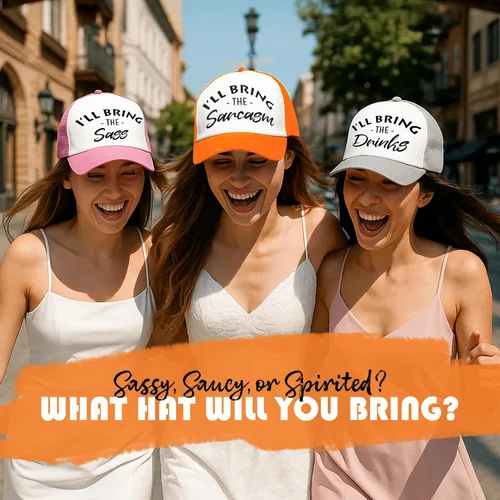 Vista 3 de Funky Junque Sombreros divertidos de camionero para mujer humor adulto para despedidas de soltera y viajes de niñas, grupos 3-25, sombrero de malla
