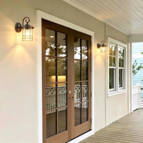 Vista 7 de MICSIU Luces de Porche de Bronce Frotado con Aceite para Pared Exterior, Lámparas Exteriores Impermeables Estilo Granja con Casquillos E26 y Negro