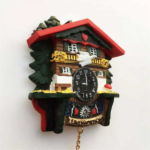 Vista 4 de Reloj de cuco estilo Leavenworth Washington State USA America Nevera Magnet Souvenir Gift Collection