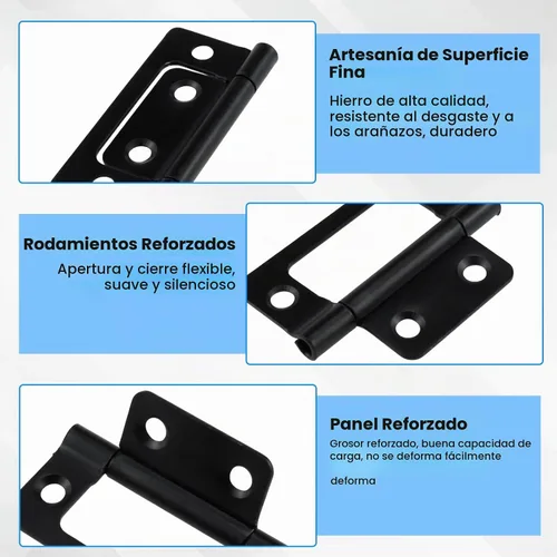 Vista 4 de SDTC Tech Paquete de 4 bisagras de puerta sin embutir con tornillos para muebles, ventanas, armarios, etc. - 2 x 0.9 pulgadas, color negro