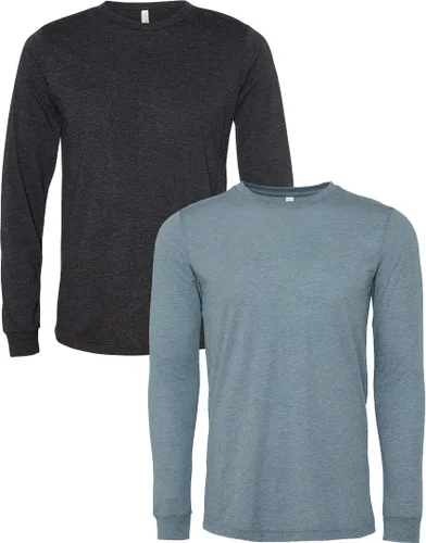 Vista 129 de Canvas Filmore 3501 - Camiseta de 4.2 onzas para hombre manga larga (1) Ceniza + (1) Jaspeado atlético