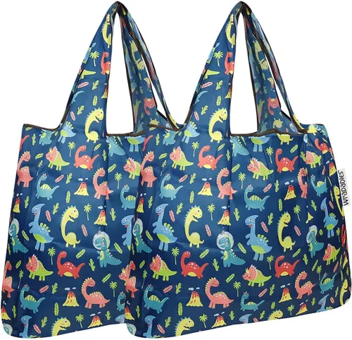 Vista 42 de allydrew Bolsa plegable de nailon para comestibles reutilizable (Set de 2), Ballenas Azules