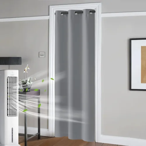 Vista 73 de RYB HOME Cortinas portátiles para puerta con privacidad, cortinas opacas y aislantes térmicas para dormitorio, armario, sala de estar, comedor, Beige