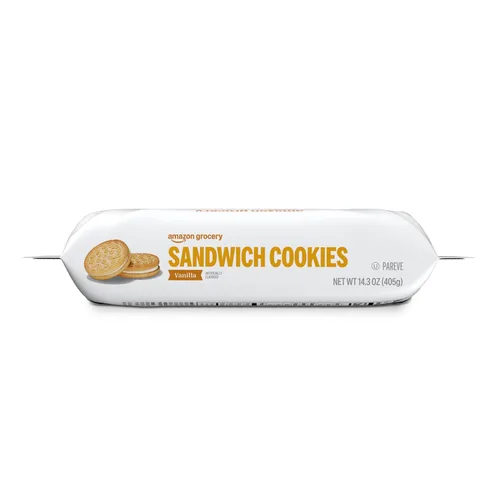 Vista 5 de Amazon Grocery, galletas sándwich de vainilla, 14.3 onzas (anteriormente Happy Belly, el embalaje puede variar)