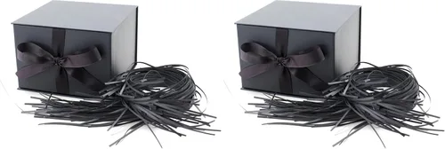 Vista 8 de Hallmark Caja de regalo mediana con tapa y relleno de papel triturado (caja negra de 7 pulgadas) para bodas, graduaciones, cumpleaños, día