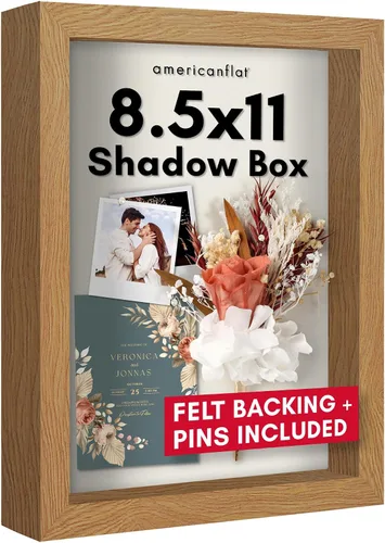 Vista 11 de Americanflat Marco de caja de sombra de 5 x 7 con vidrio inastillable, colección Silhouette - Caja de sombra pequeña para exhibición de mesa y pared