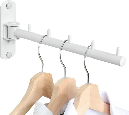 Vista 10 de Percheros para colgar ropa, perchereros de ropa montados en la pared, ganchos para colgar ropa, barras para ropa, ganchos resistentes, plegables