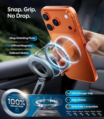 Vista 3 de Wigoo Vacuum Magnetic Phone Holder for Car for Magsafe, Gray Gris