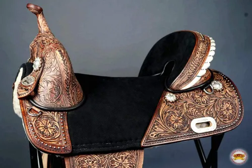Vista 3 de HILASON Western Horse Treeless Trail Barrel Saddle American Leather Tan Horse Saddle Western Saddle Treeless Saddle Saddle for Horses