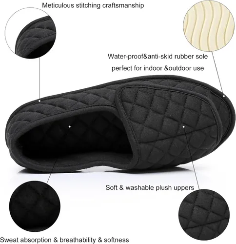 Vista 56 de Git-up -Pantuflas para mujer con diabetes/artritis/edema, cierre ajustable, espuma viscoelástica, punta abierta, extra ancha